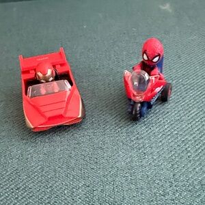 Spiderman Motorcycle and Ironman Car Set of 2